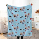 Personalised Heart Couple Photo Soft Throw Blanket with Initials Home Decor Birthday Anniversary Valentine's Day Gift for Couple