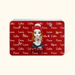 Personalised Butterfly Cartoon Mom Grandma Holding Birth Flower Bouquet Multicolor Biscuit Storage Tin with Names Birthday Christmas Gift for Women