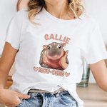 Personalized Love Heart Starlight Cute Moo Deng Baby Hippo Unisex T-shirt Sweatshirt with Name Birthday Gift for Moo Deng Fans Lovers