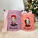 Gepersonaliseerde Cartoon Karakter Geboorte Bloemen Boeket Grote Waterdichte Wasserij Opbergmand met Naam en Handvat Verjaardag Kerstcadeau voor Vrouw