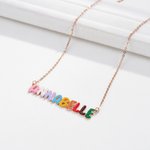 Personalized Colorful 3D Enamel Bubble Letter Name Necklace Dainty Jewelry Anniversary Birthday Gift for Women