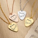 Personalizada Grabado Nota Símbolo Guitar Pick Colgante Collar con Nombre Dainty Música Joyería Cumpleaños Regalo para Guitarristas Amantes