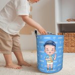 Personalised Cartoon Girl Boy Waterproof Laundry Storage Basket with Name and Handle Birthday Children's Day Gift for Kids