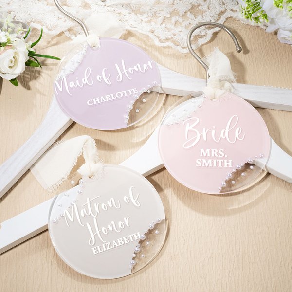 Etichetta personalizzata in acrilico perlato con titolo e nome Matrimonio Addio al nubilato Regalo di addio al nubilato per la sposa Damigella d'onore