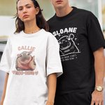 Personalized Love Heart Starlight Cute Moo Deng Baby Hippo Unisex T-shirt Sweatshirt with Name Birthday Gift for Moo Deng Fans Lovers