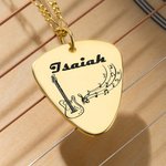 Personalizada Grabado Nota Símbolo Guitar Pick Colgante Collar con Nombre Dainty Música Joyería Cumpleaños Regalo para Guitarristas Amantes