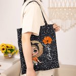 Sac Tote Personnalisé avec Image de Femme Fleur de Naissance et Nom Accessoire de Voyage Travail Courses Cadeau Anniversaire Noël pour Femme
