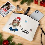 Sac de Maquillage Personnalisé avec Nom Fleur de Naissance et Personnage de Femme Cadeau d'Anniversaire pour les Femmes et les Filles