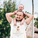 Personnalisé Our First Father's Day Bear with Balloon 100% Cotton Baby Bodysuit T-shirt with Name Year Father's Day Gift for Men Newborns