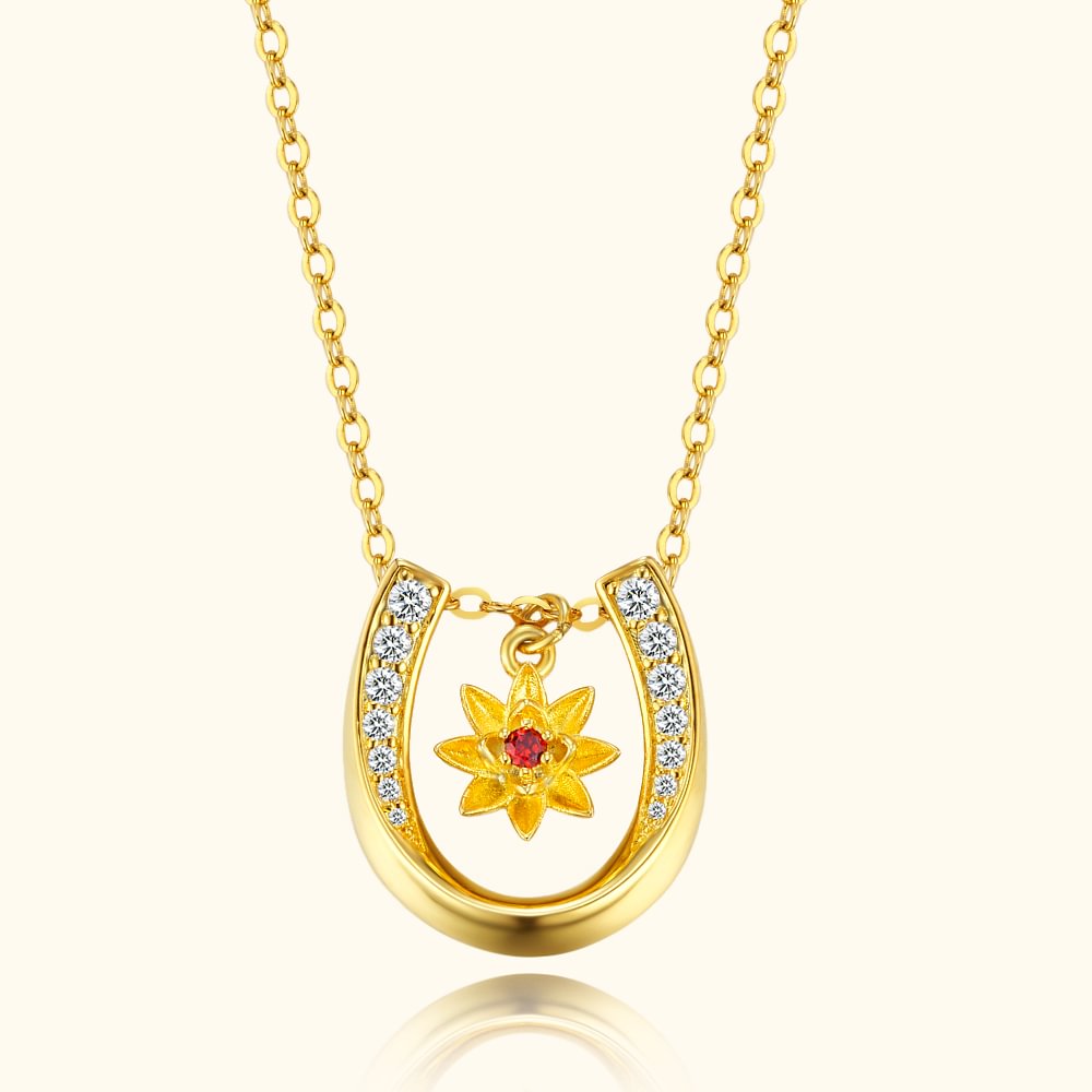 Collier de fleurs de naissance en fer à cheval personnalisé avec pierre de naissance Porte-bonheur Bijoux Anniversaire Cadeau pour femmes