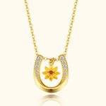 Collana personalizzata di fiori di nascita a ferro di cavallo con pietra di nascita Fascino di buona fortuna Gioielli Regalo di compleanno e anniversa