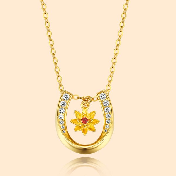 Collana personalizzata di fiori di nascita a ferro di cavallo con pietra di nascita Fascino di buona fortuna Gioielli Regalo di compleanno e anniversa