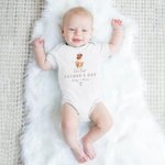 Personnalisé Our First Father's Day Bear with Balloon 100% Cotton Baby Bodysuit T-shirt with Name Year Father's Day Gift for Men Newborns