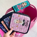 Personalized Birth Flower Cartoon Character Luggage Handle Wraps with Name Set of 2 Travel Accessories Birthday Gift for Travel Lovers