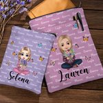 Personalised Butterfly Cartoon Character Bouquet Book Sleeve Cover with 1-8 Names Birthday Christmas Gift for Women Book Bookworm