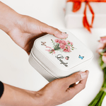 Personalised Butterfly Birth Flower Bouquet Portable Leather Travel Jewellery Box with Name Birthday Bridesmaid Family Gift for Women