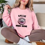 Personalized Love Heart Starlight Cute Moo Deng Baby Hippo Unisex T-shirt Sweatshirt with Name Birthday Gift for Moo Deng Fans Lovers