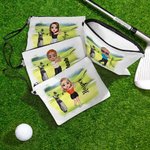 Personalised Lawn Cartoon Character Wristlet Linen Golf Ball Storage Bag with Name Sports Accessories Birthday Gift for Golfers Golf Players