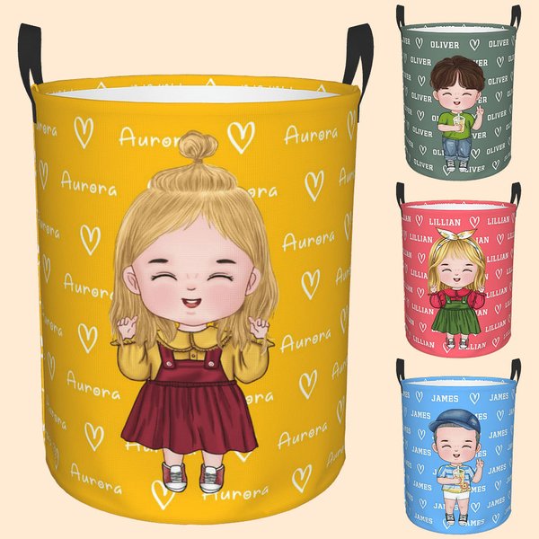 Panier à linge imperméable personnalisé avec nom et poignée pour fille et garçon Cadeau d'anniversaire pour enfants
