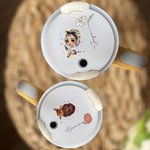 Personalised Cartoon Girl Birth Flower Name Tag Lid Topper Tumbler Accessories for Stanley Birthday Gift for Girls