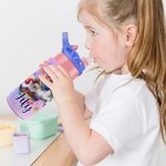 Personalised Colorful Fantasy Unicorn 12 oz Insulated Water Bottle with Name and Silicone Straw Birthday Gift for Kids