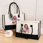 Sac en toile de grande capacité avec nom pour ranger le fil Cadeau d'anniversaire pour les amateurs de tricot et de crochet