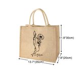 Personalised Line Drawing Birth Flower Horse Large Jute Tote Bag with Name Birthday Gift for Women Horse Lovers