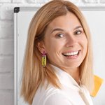 Personalised Glitter Pencil Crayon Apple Wide Ruled Notebook Earrings with Name Appreciation Back to School Gift for Teacher