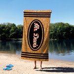 Personalized Oversized Crayon Faux Glitter Quick Dry Beach Towel with Name Teacher's Day Summer Vacation Accessory Gift for Teacher