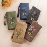 Personalised Multi-compartment Birth Flower Leather Folded Wristlet Wallet with Card Holder and Name Birthday Bridal Party Gift for Women