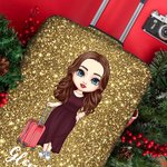 Personalized Cartoon Girl Woman Character Glitter Luggage Cover with Name Fits 18-32 Inches Suitcase Birthday Travel Accessories Gift for Her