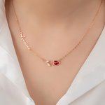 Collana personalizzata minimalista con pietra di nascita tulipano e nome laterale Regalo di Natale per la festa della mamma e di compleanno per le donne