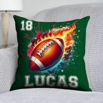 Personalized Flaming Basketball Football Sports Ball Design Soft Throw Pillow Cover with Name Number Birthday Match Day Gift for Ball Games Lovers