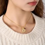 Personalised Pave Zircon 3D Puff Letter Initial Pendant Necklace with Birthstone Dainty Jewellery Birthday Anniversary Gift for Women