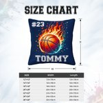 Personalized Flaming Basketball Football Sports Ball Design Soft Throw Pillow Cover with Name Number Birthday Match Day Gift for Ball Games Lovers