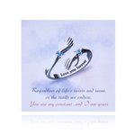 Personalised Birthstone Love Embrace Hug Adjustable Ring with Engraved Name and Card Dainty Jewellery Birthday Anniversary Gift for Women