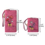 Personalised Multi-compartment Birth Flower Leather Folded Wristlet Wallet with Card Holder and Name Birthday Bridal Party Gift for Women