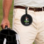 Henkilökohtainen sarjakuvahahmo PU Nahka Golf Tee haltija varastointi laukku nimi Golf tarvike syntymäpäivälahja Golfer Golf pelaaja