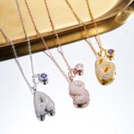 Personalised Pave Zircon 3D Puff Letter Initial Pendant Necklace with Birthstone Dainty Jewellery Birthday Anniversary Gift for Women