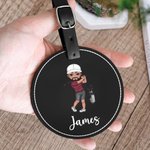 Henkilökohtainen sarjakuvahahmo PU Nahka Golf Tee haltija varastointi laukku nimi Golf tarvike syntymäpäivälahja Golfer Golf pelaaja