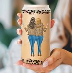 Verre en verre givré avec couvercle en bambou et paille Cadeau d'anniversaire pour les amis.