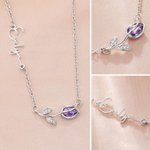 Collana personalizzata minimalista con pietra di nascita tulipano e nome laterale Regalo di Natale per la festa della mamma e di compleanno per le donne