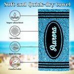 Personalized Oversized Crayon Faux Glitter Quick Dry Beach Towel with Name Teacher's Day Summer Vacation Accessory Gift for Teacher