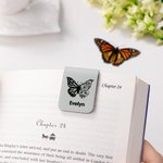 Marque-page magnétique en cuir avec nom Papillon de naissance personnalisé Cadeau d'anniversaire pour les femmes rats de bibliothèque