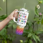 Personalized Faux Glitter Crayon Design 40oz Tumbler with Name Lid and Straw Appreciation Teacher's Day Gift for Teacher