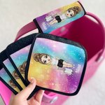 Personalised Cartoon Girl Woman Character Set of 2 Glitter Luggage Handle Wraps with Name and Contact Card Travel Accessories BIrthday Gift for Her
