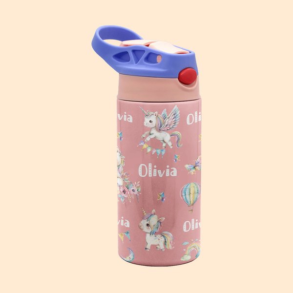 Personalized Watercolor Animal Series 12oz Kid Water Bottle with Name Birthday Christmas Gift for Girls Boys