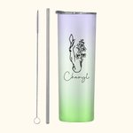 Personalized Line Drawing Birth Flower Horse Gradient 20oz Name Insulated Tumbler with Lid and Straw Birthday Gift for Women Horse Lovers