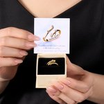 Personalised Birthstone Love Embrace Hug Adjustable Ring with Engraved Name and Card Dainty Jewellery Birthday Anniversary Gift for Women
