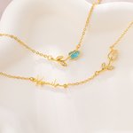 Collana personalizzata minimalista con pietra di nascita tulipano e nome laterale Regalo di Natale per la festa della mamma e di compleanno per le donne